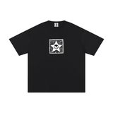 "STAMPED" Tee , White on Black