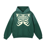 "Drawn Ribs" Hoodie, Faded Forest
