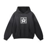 "STAMPED" Hoodie, White on Black